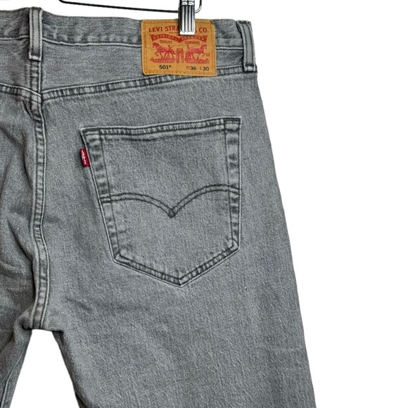 Levi's 501 Original Fit Grey Straight Leg Retro Rigid Denim Jeans Button Fly 36 - Picture 12 of 16